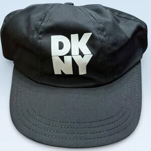 Vintage DKNY Hat Cap Baseball Strap Back Womens One Size Black Logo Made USA 90s
